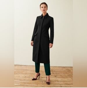 The Fold London Clerkenwell Wool/Cashmere Blend Trench Coat in Black Size 8